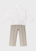 Beige Striped Trousers Set