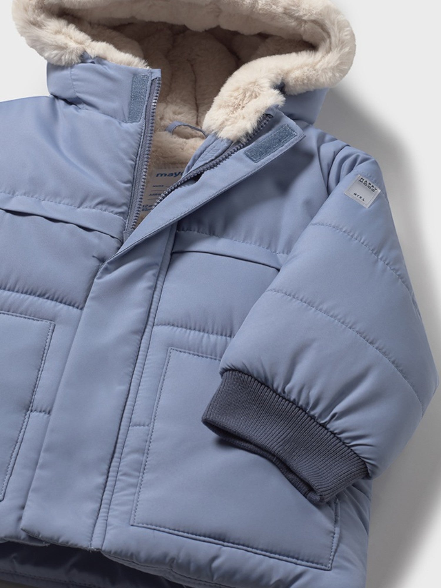 Boys' Fur-Lined Earflap Jacket, Light Blue 2424/49