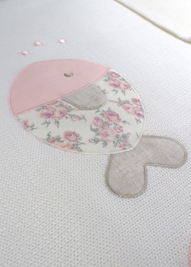 Cream Fish Cotton Blanket 197-P