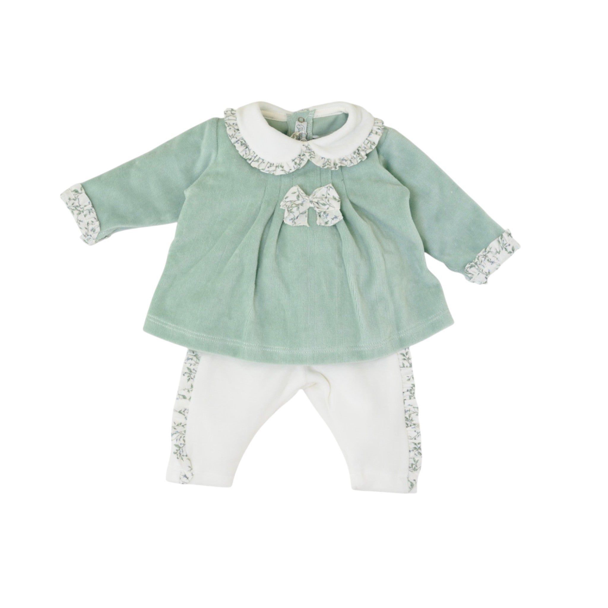 Completo Nascita Neonata Ciniglia Verde SARTORIA DEI PICCOLI (cod. LV1102)
