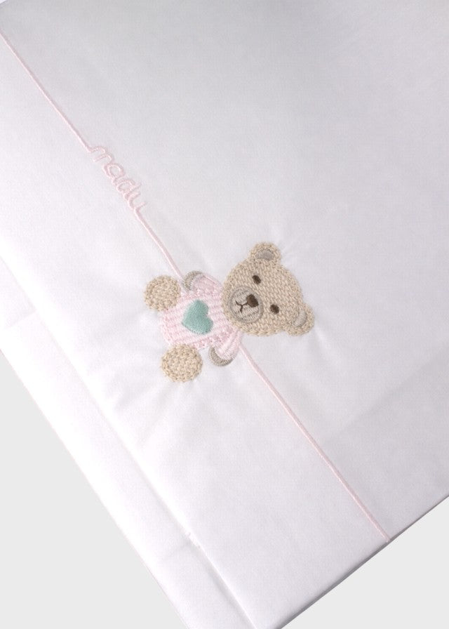 Pink Embroidered Teddy Sheet EK60LE/R