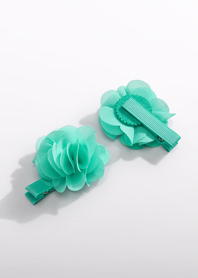 Turquoise Chiffon Flower Hair Clips 5470/50