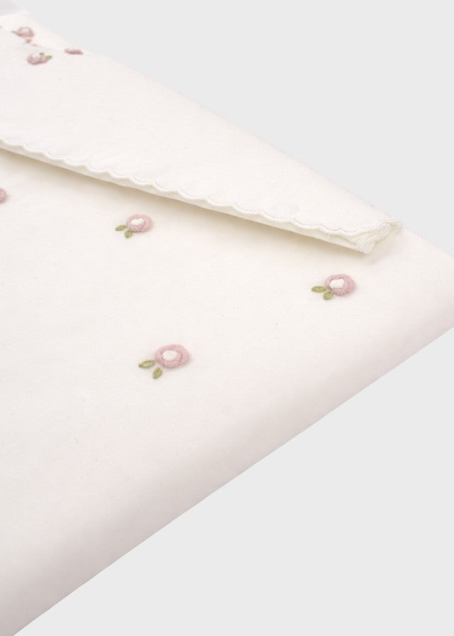 Lenzuolino Culla Fiorellini Ricamati TERESA Rosa