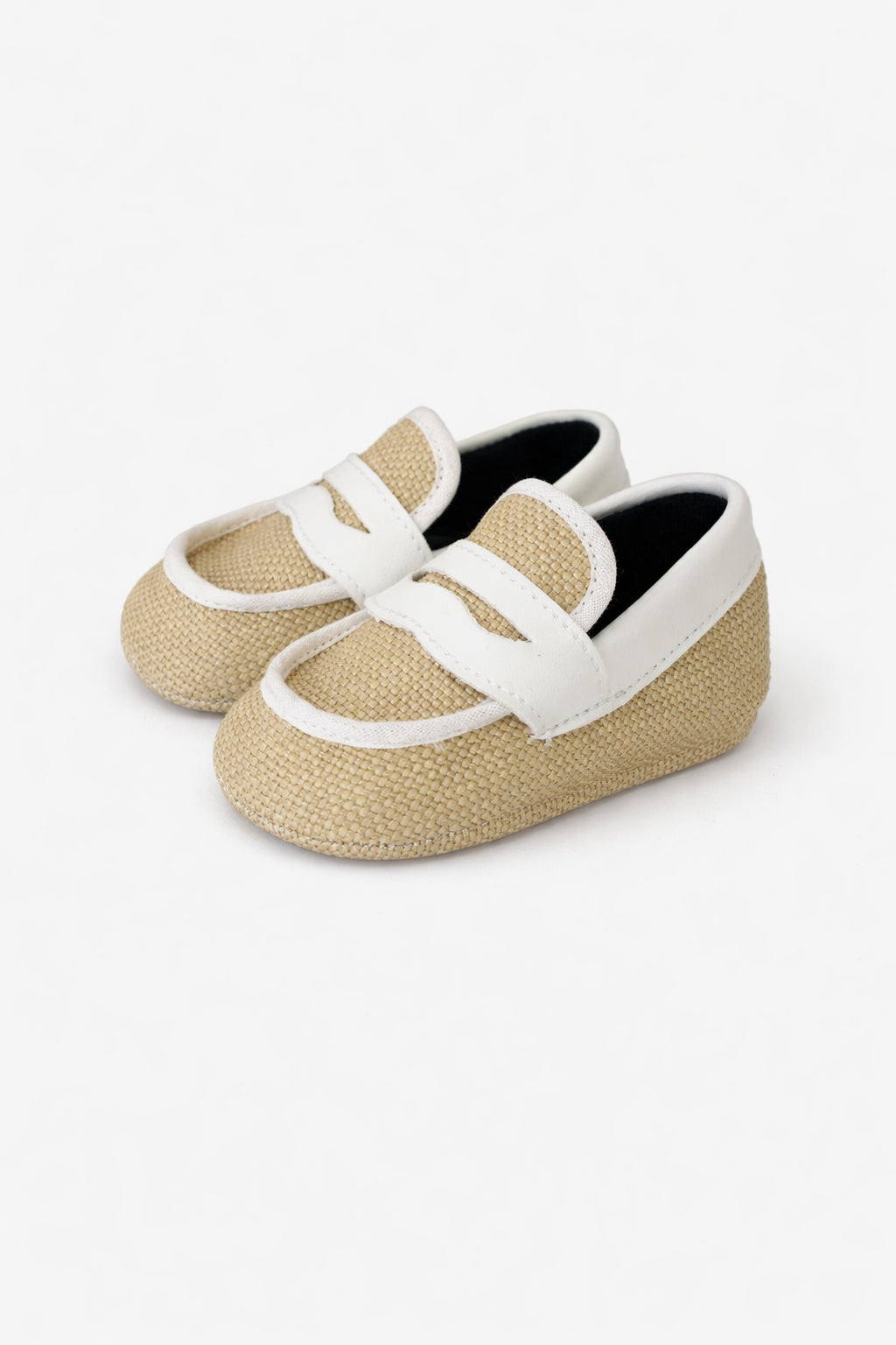 Beige Leather Raffia Moccasin SM39157/T29