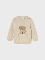 Intarsia sweater, large, boy's, beige, 2341/59