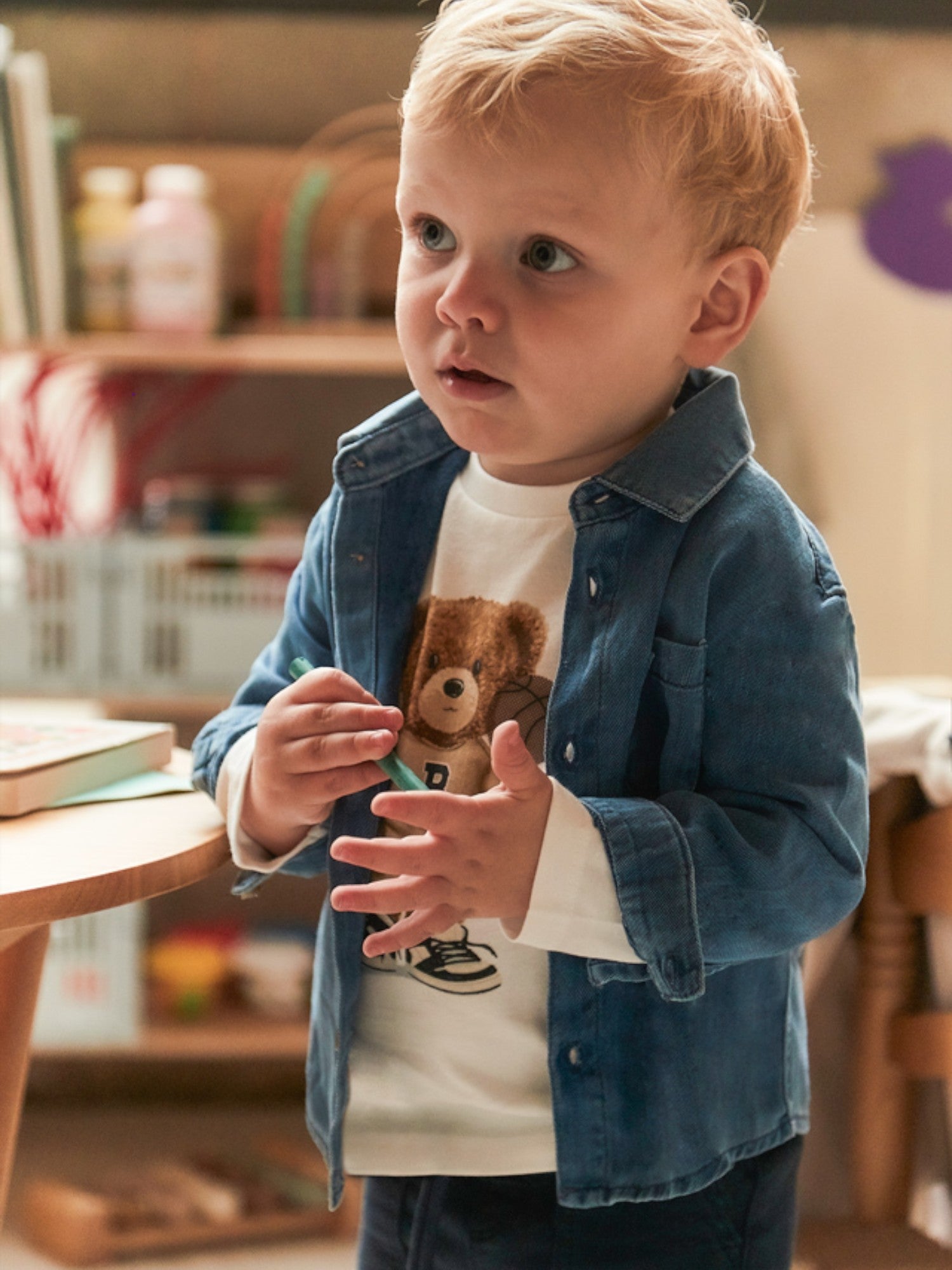 Boy's denim shirt, medium/large size, blue, 2108/5