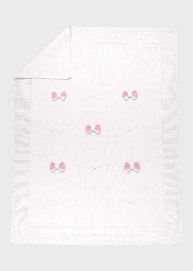 White Bow Cotton Blanket 181-B