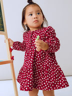 Structured knit dress, girl's, red, 2915/40