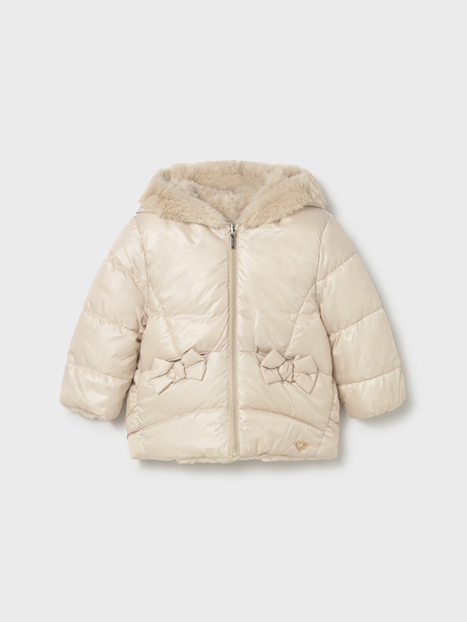 Reversible fur jacket for girls, Ivory color, 2435/80