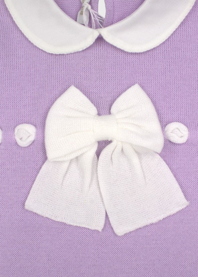 Cotton Romper with Purple Bow 355/L
