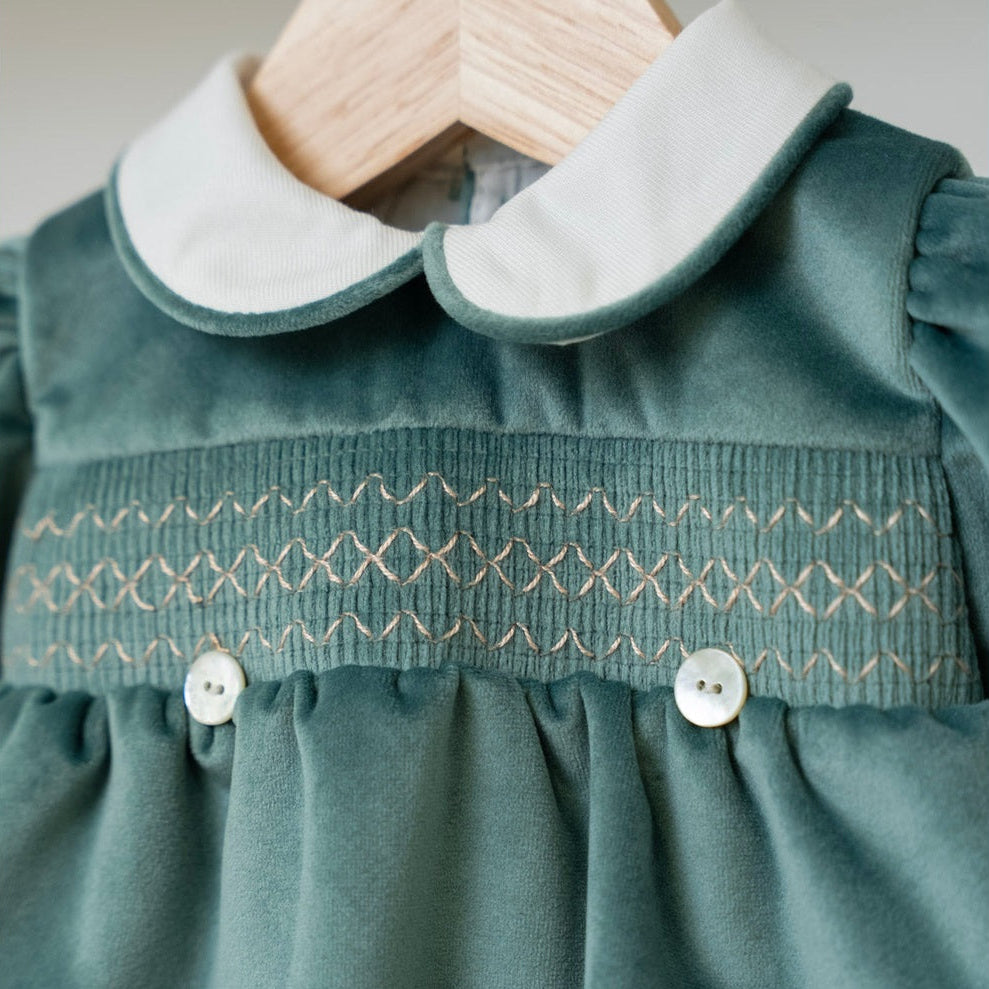 Pagliacetto in velluto Neonato VERDE IN6623/V -  NANU' BABY