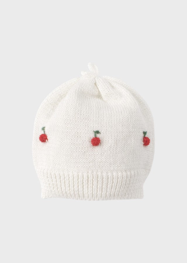 Cherry/CU Ivory Cotton Beanie