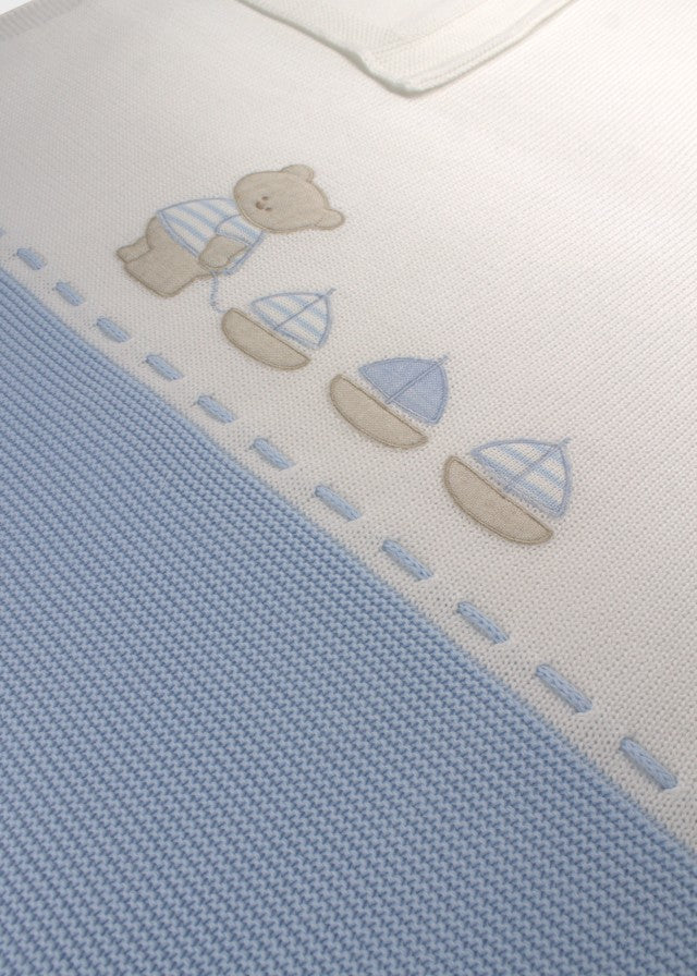 Cotton Blanket Teddy Bear Sky 198-C