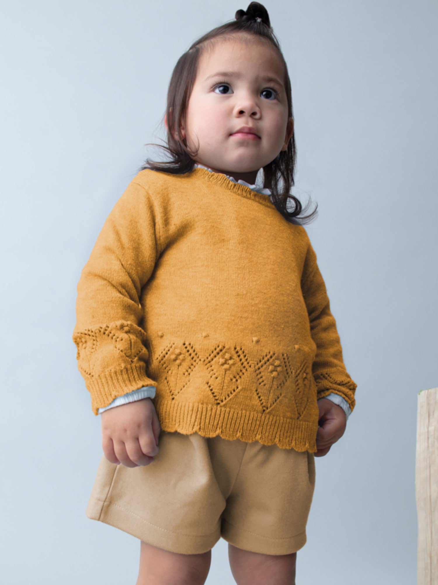 Twill Stitch Bermuda Shorts for Girls Brown 2261/16