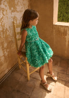 Turquoise 3D Flower Dress 5038/9