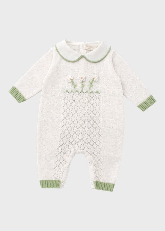 White Cotton Footed Romper 7566