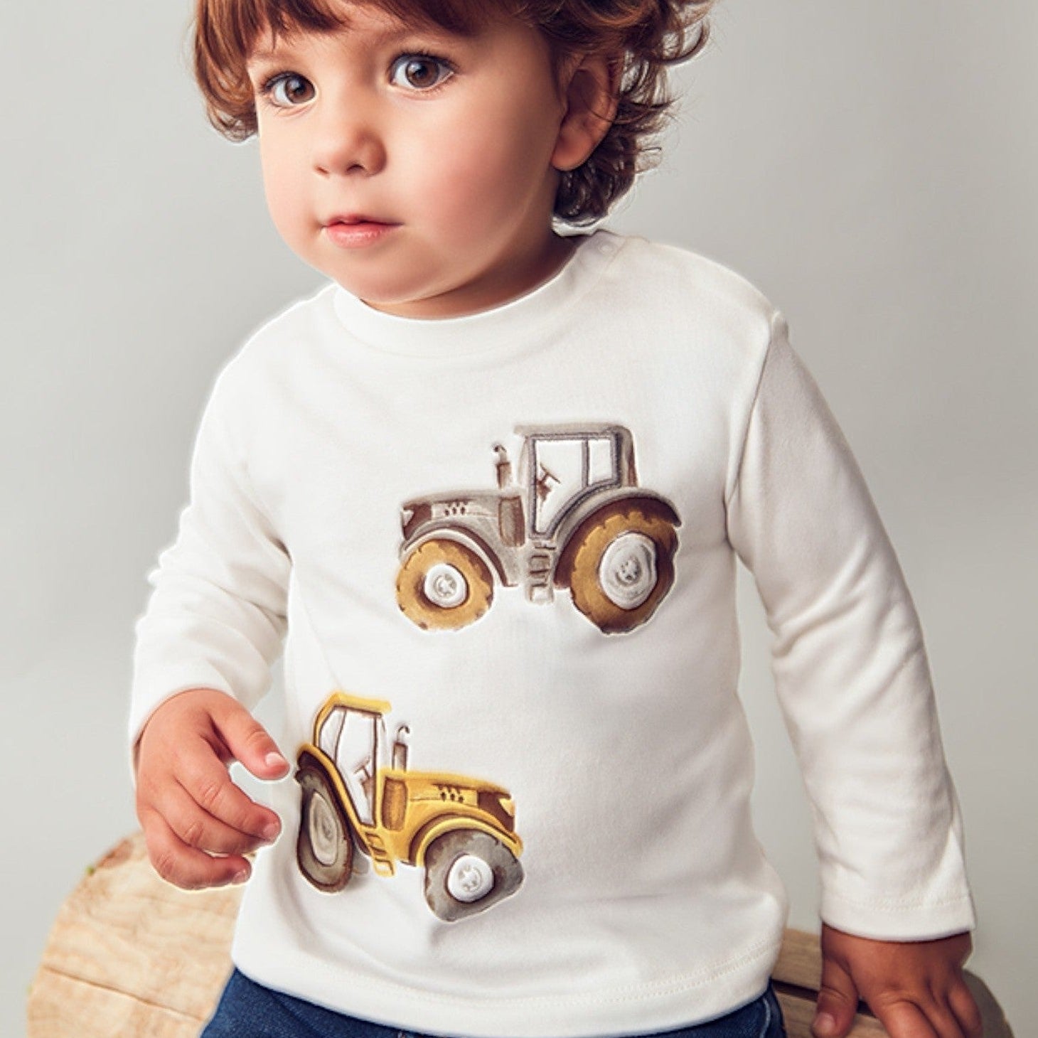 Camicia  m/l "play" trattore Bimbo PANNA 2069/39 -  NANU' BABY