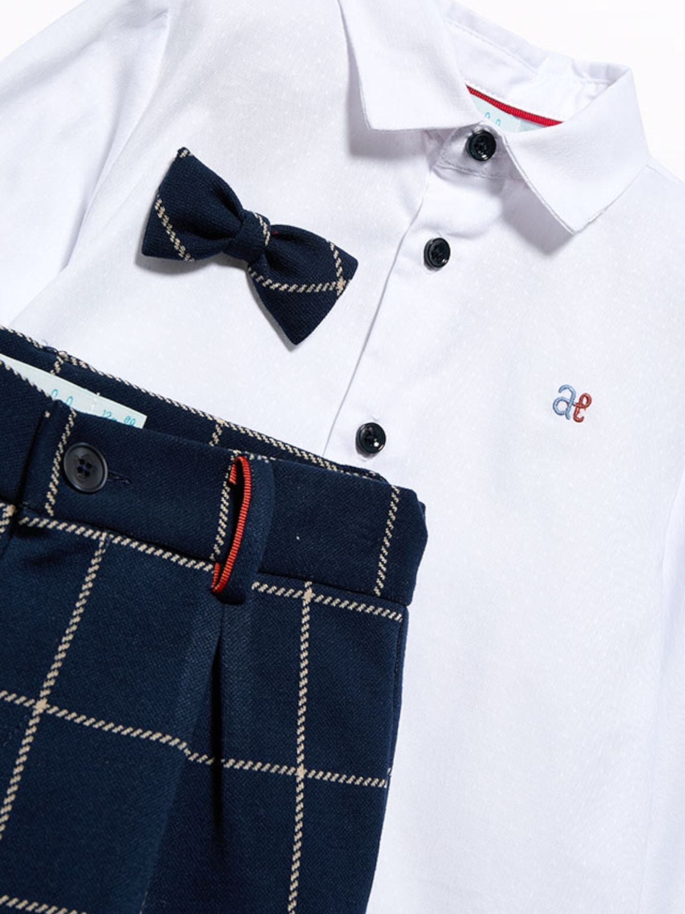 Complete set of checked trousers for boys in blue 5704/B