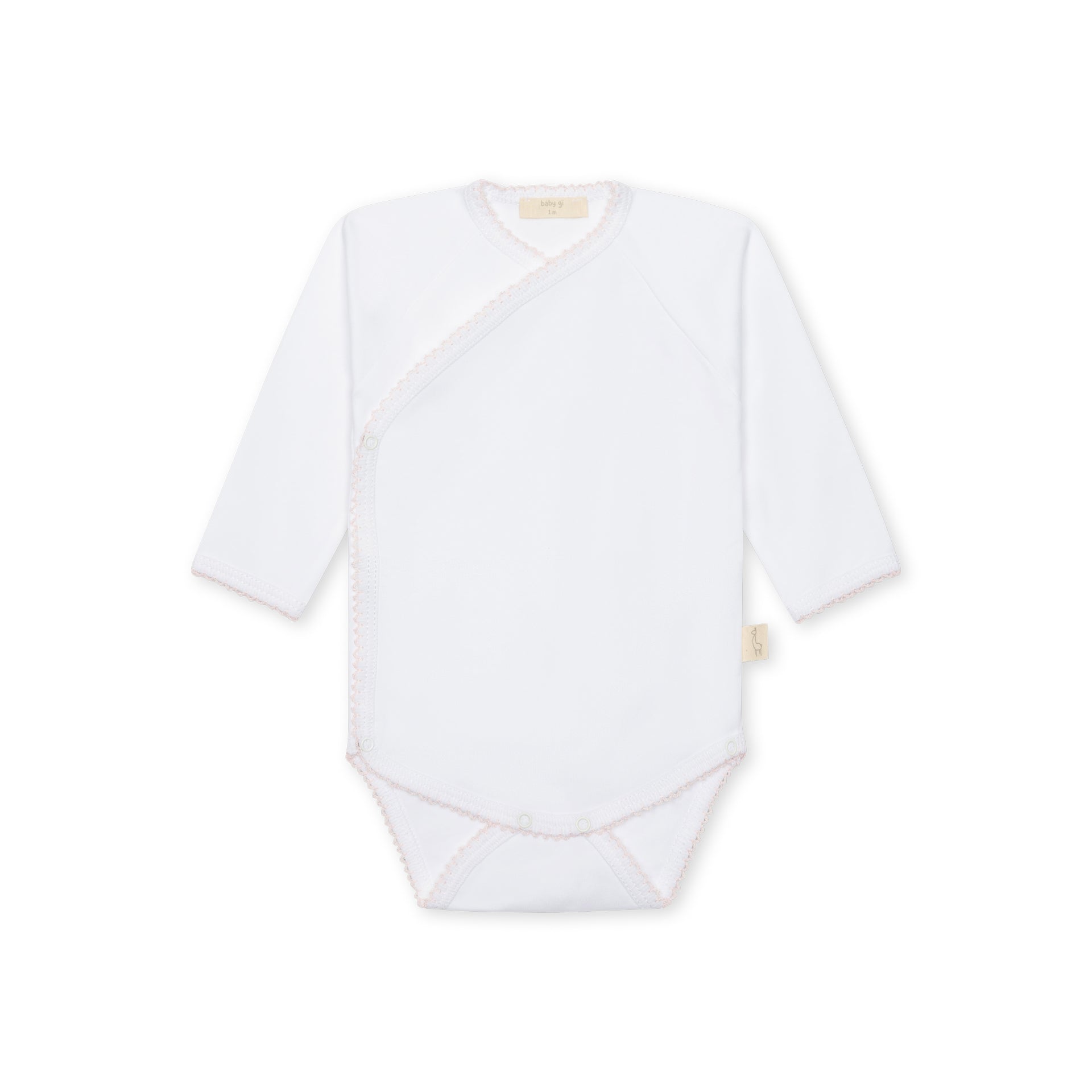 White Kimono Bodysuit with Pink Profile BG56BR