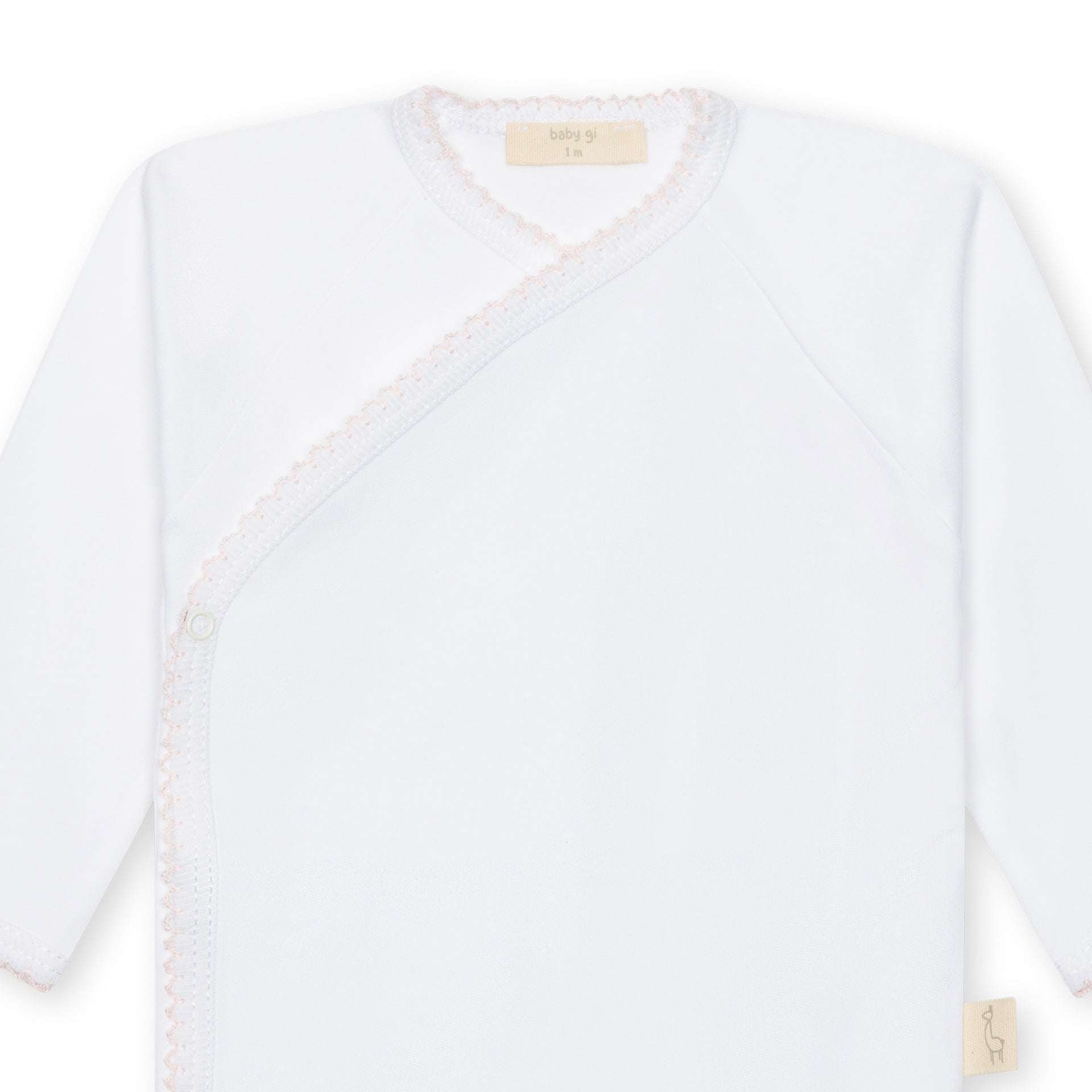 White Kimono Bodysuit with Pink Profile BG56BR