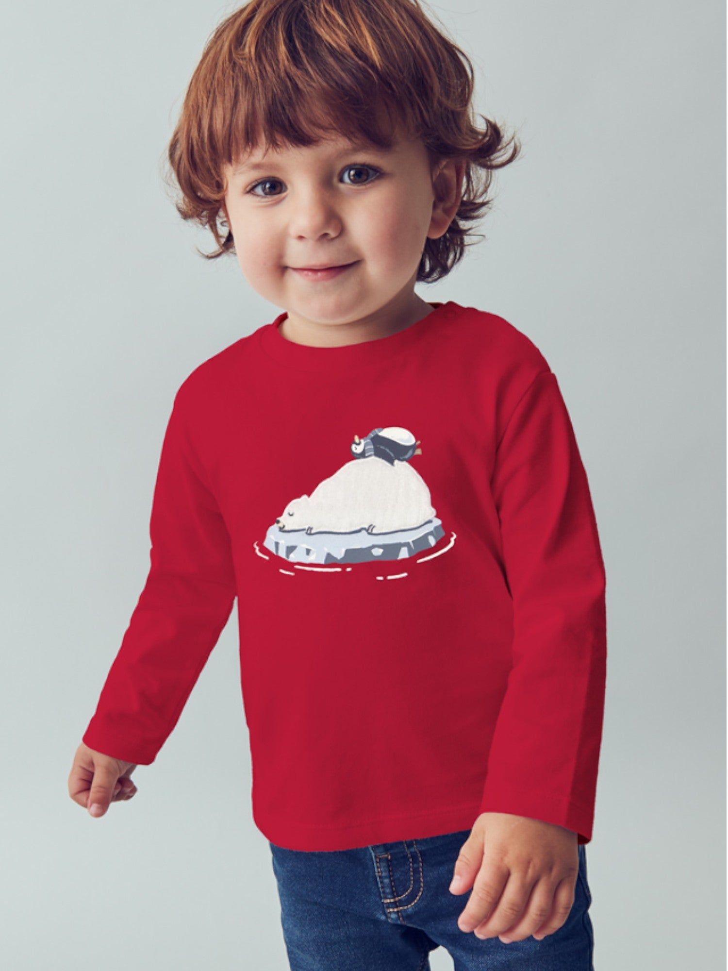 Long-sleeved T-shirt with red appliqués for boys 2071/43
