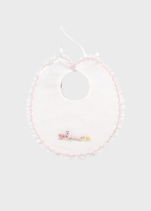 White Embroidered Birth Bib HUNKAR/BAV