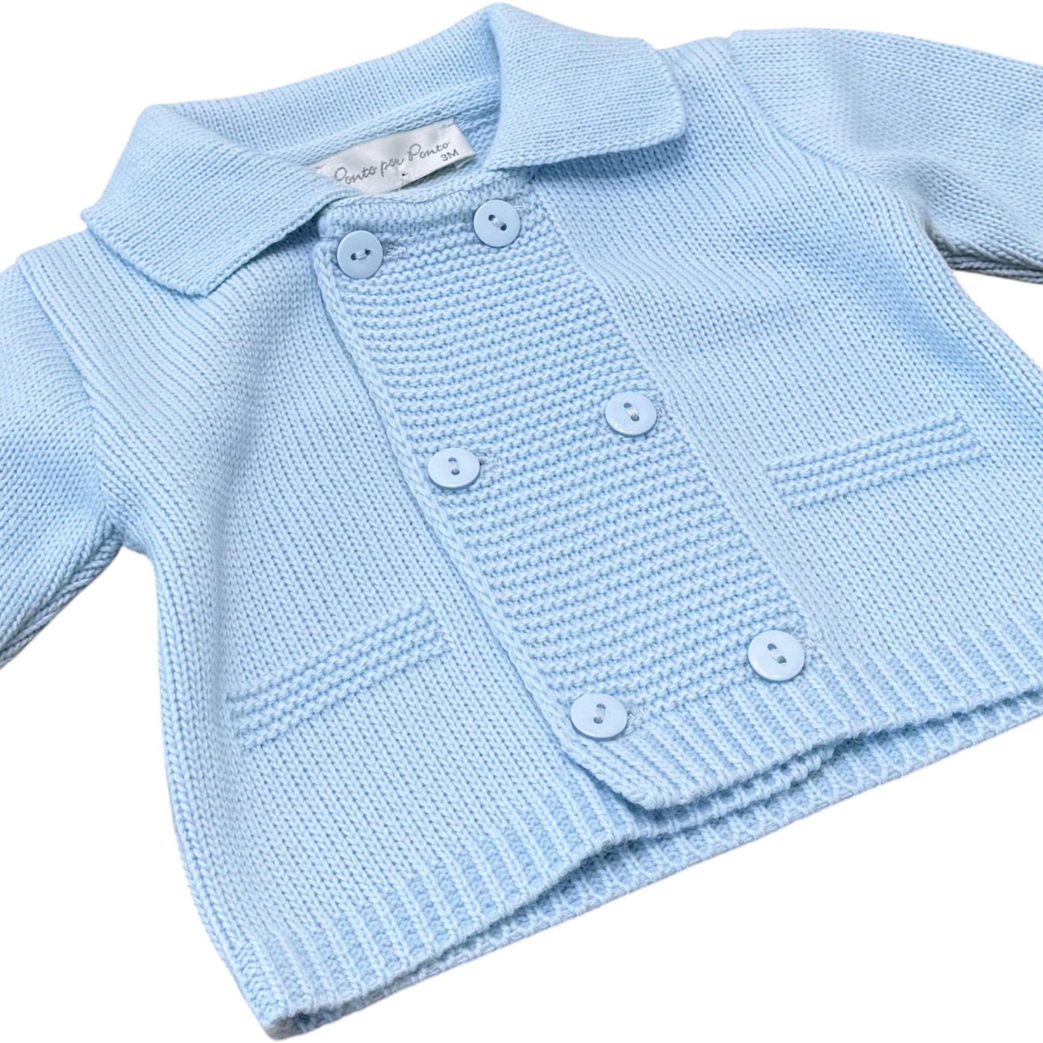 Boy's Ceremony Jacket, Cotton Blend, Sky Blue - PONTO POR PONTO 3/878-C