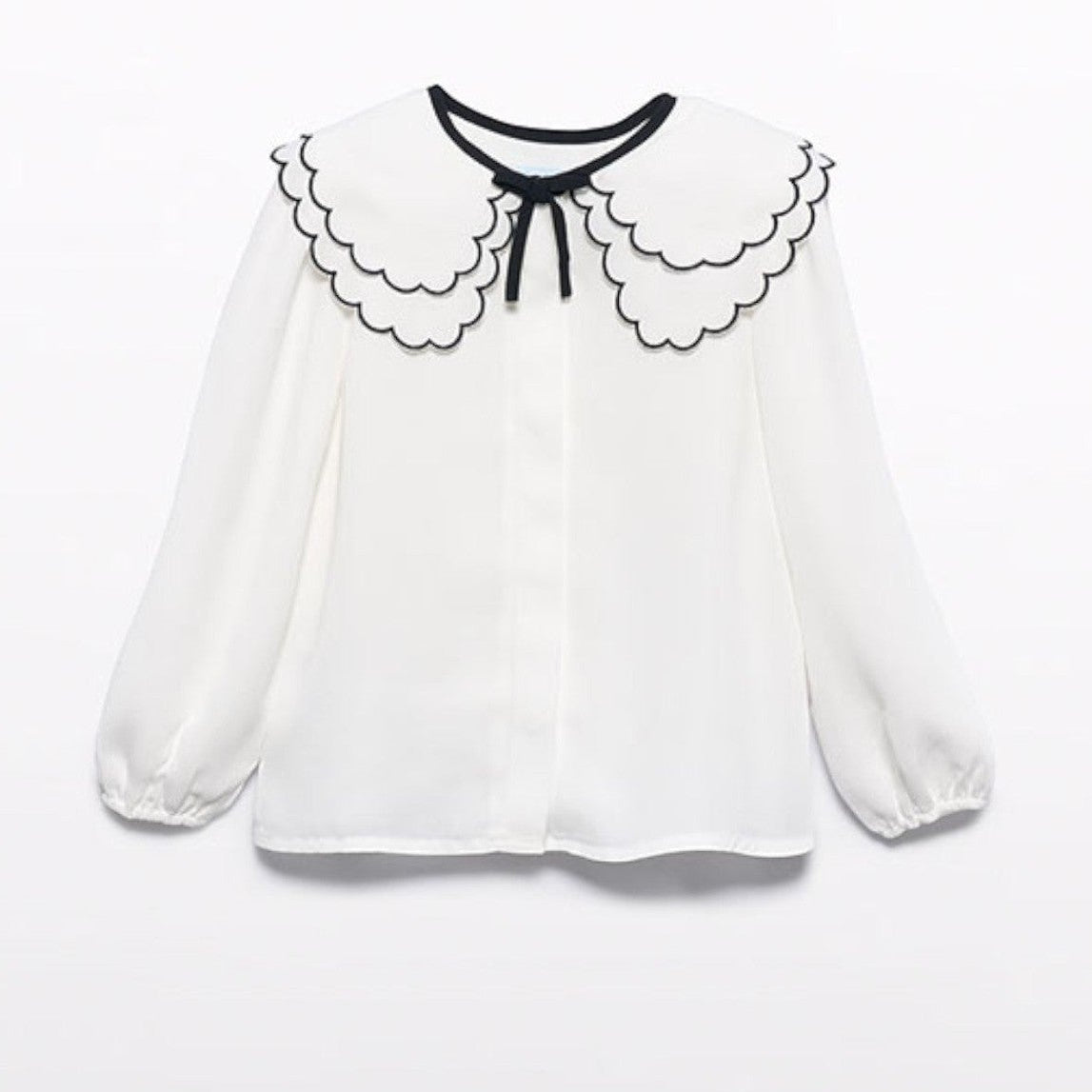 BLusa chiffon collo ricamo Bimba PANNA 5612/3 -  NANU' BABY