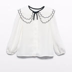 BLusa chiffon collo ricamo Bimba PANNA 5612/3 -  NANU' BABY