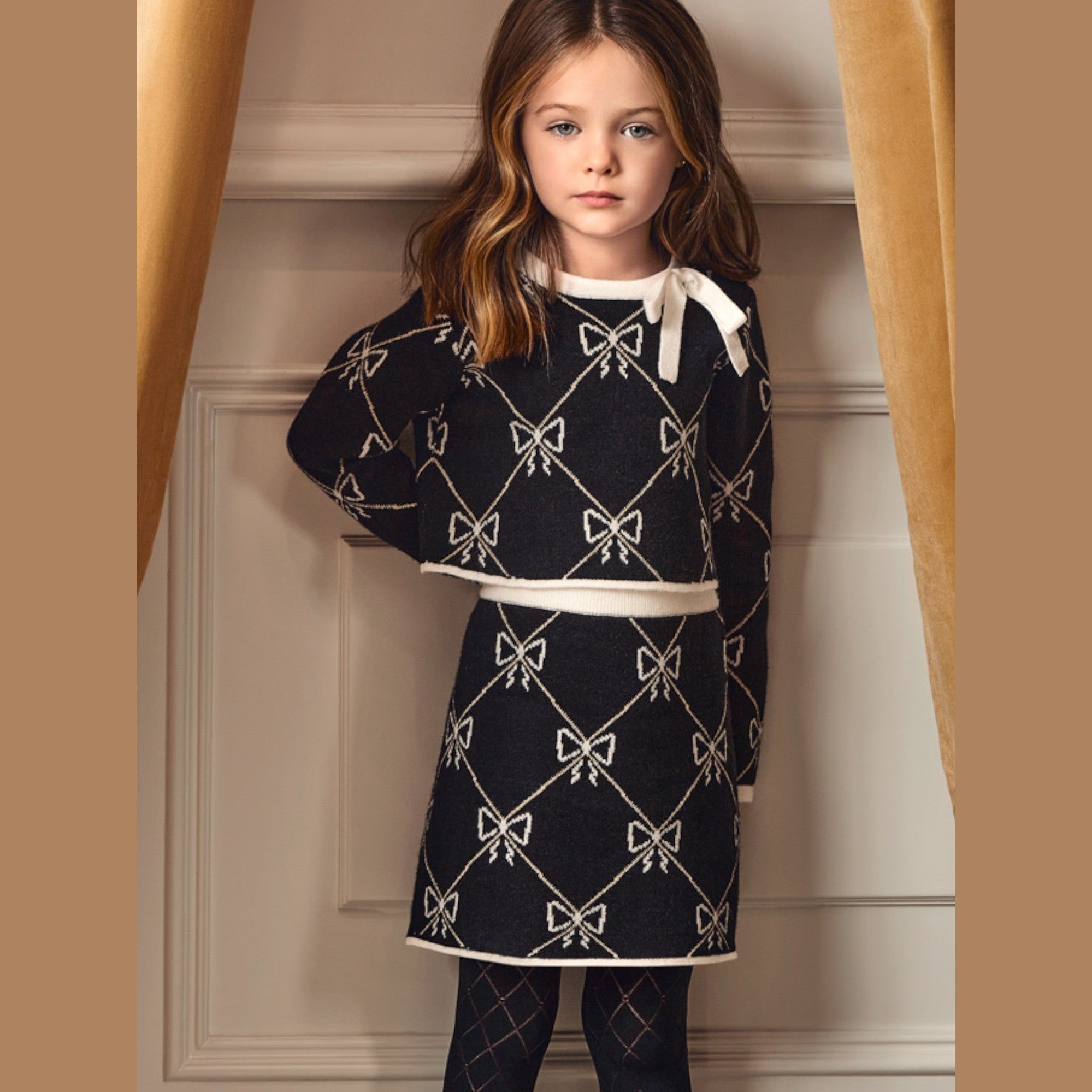 Compl. gonna tricot jacquard Bimba Nero 5538/8 -  NANU' BABY