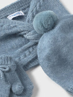 Hat, underwear, and muff set, color SKY 10019/46