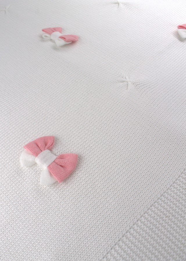 White Bow Cotton Blanket 181-B