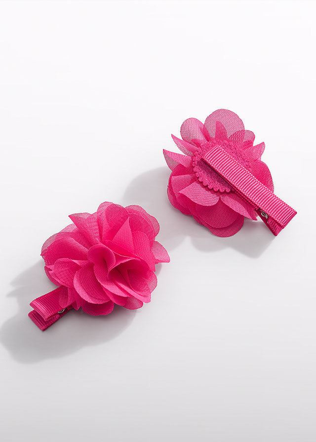 Fuchsia Chiffon Flower Hair Clips 5470/51