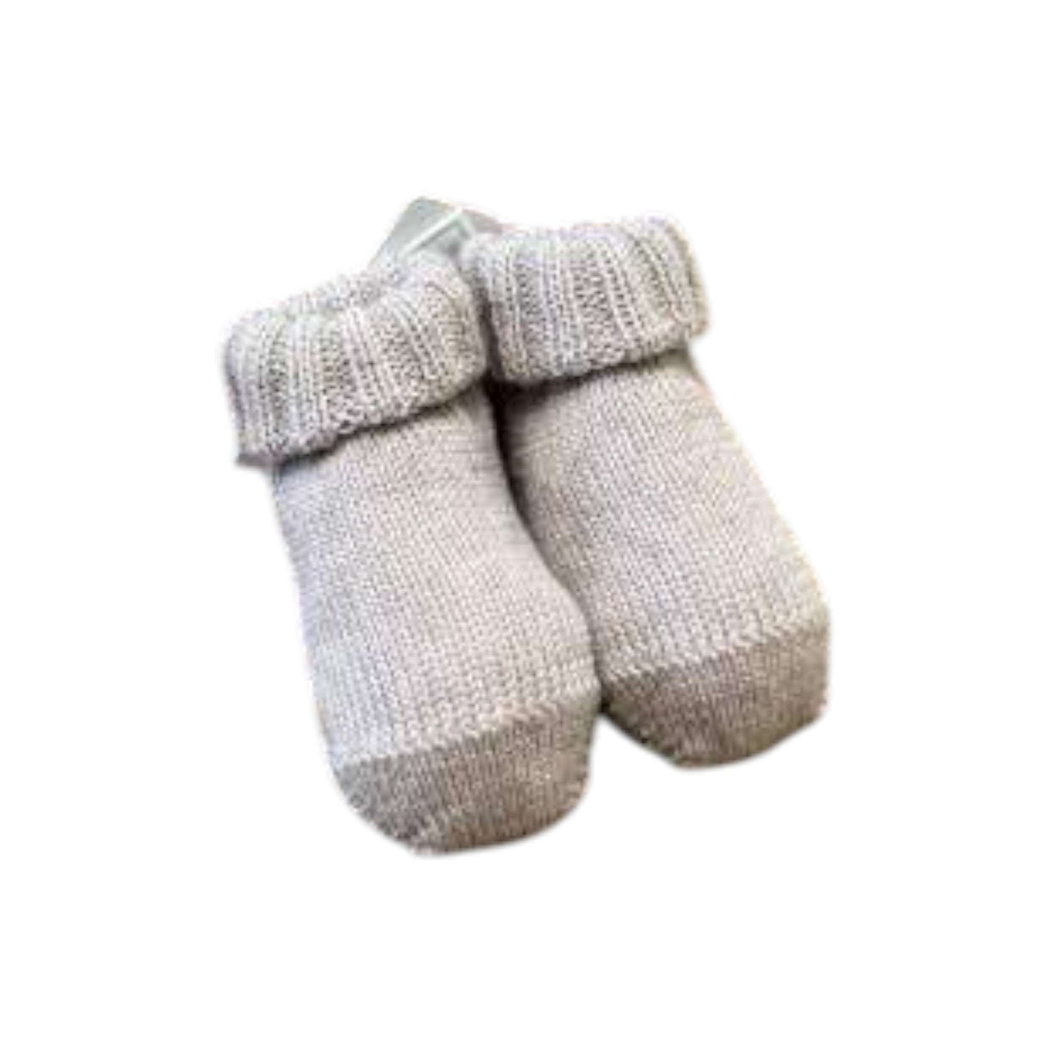 Baby booties made of merino wool, beige - BEBE' DI ALMY SC75