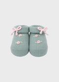Cotton Slippers Little Roses Green 759-V