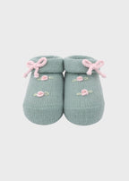 Cotton Slippers Little Roses Green 759-V