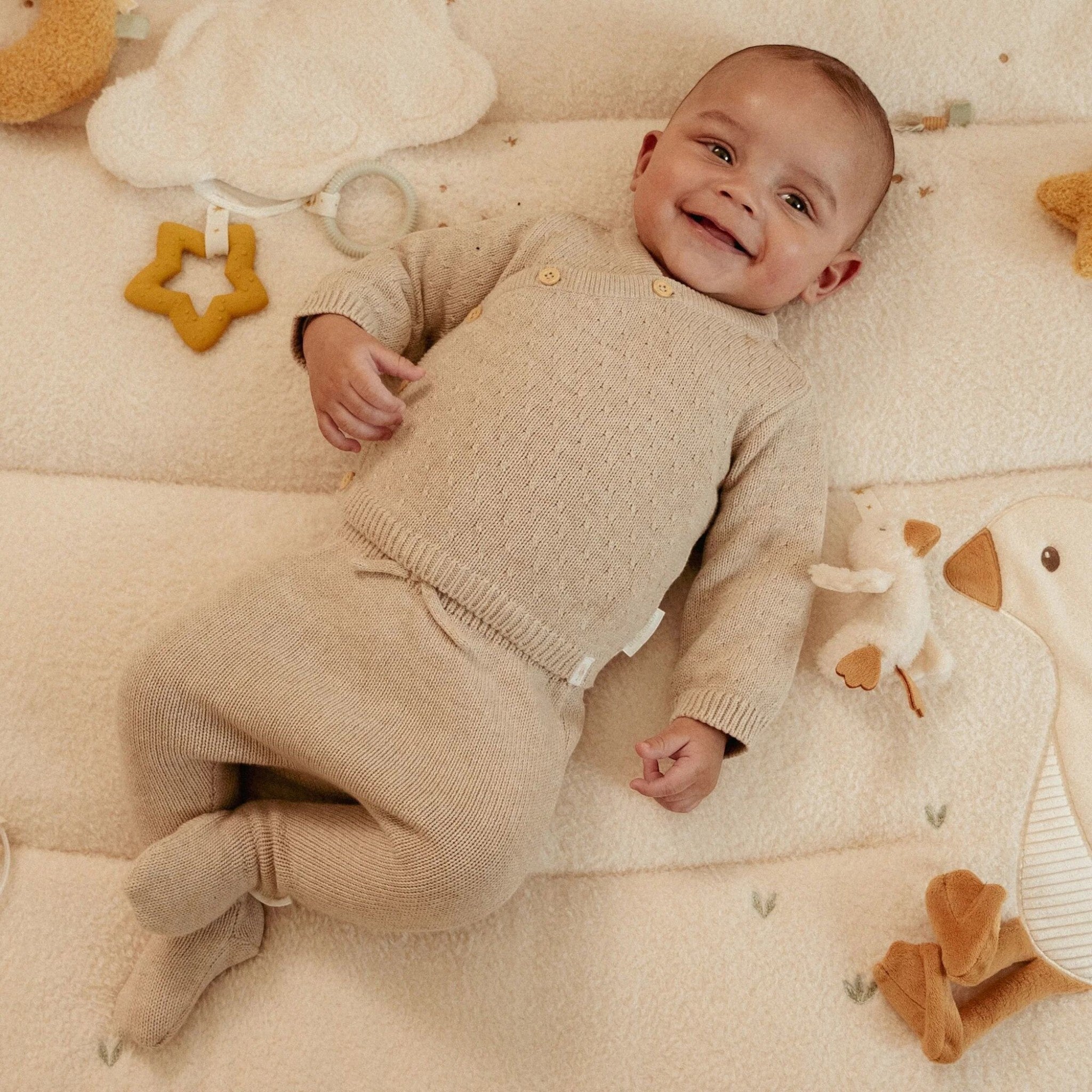 Beige Knit Baby Pants CL25293019