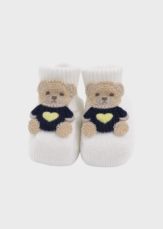 Teddy Slippers with Blue Applique EK60S