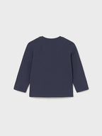 Basic long-sleeved T-shirt for boys, blue, size 108/34
