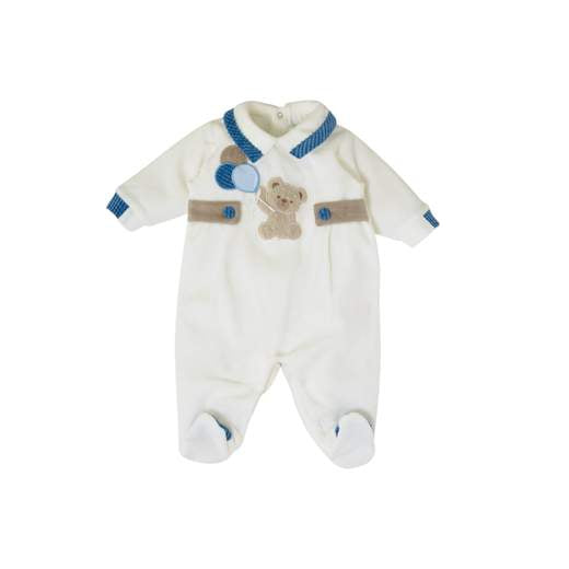 Baby Romper, Blue Chenille, SARTORIA DEI PICCOLI (code LTB1110)