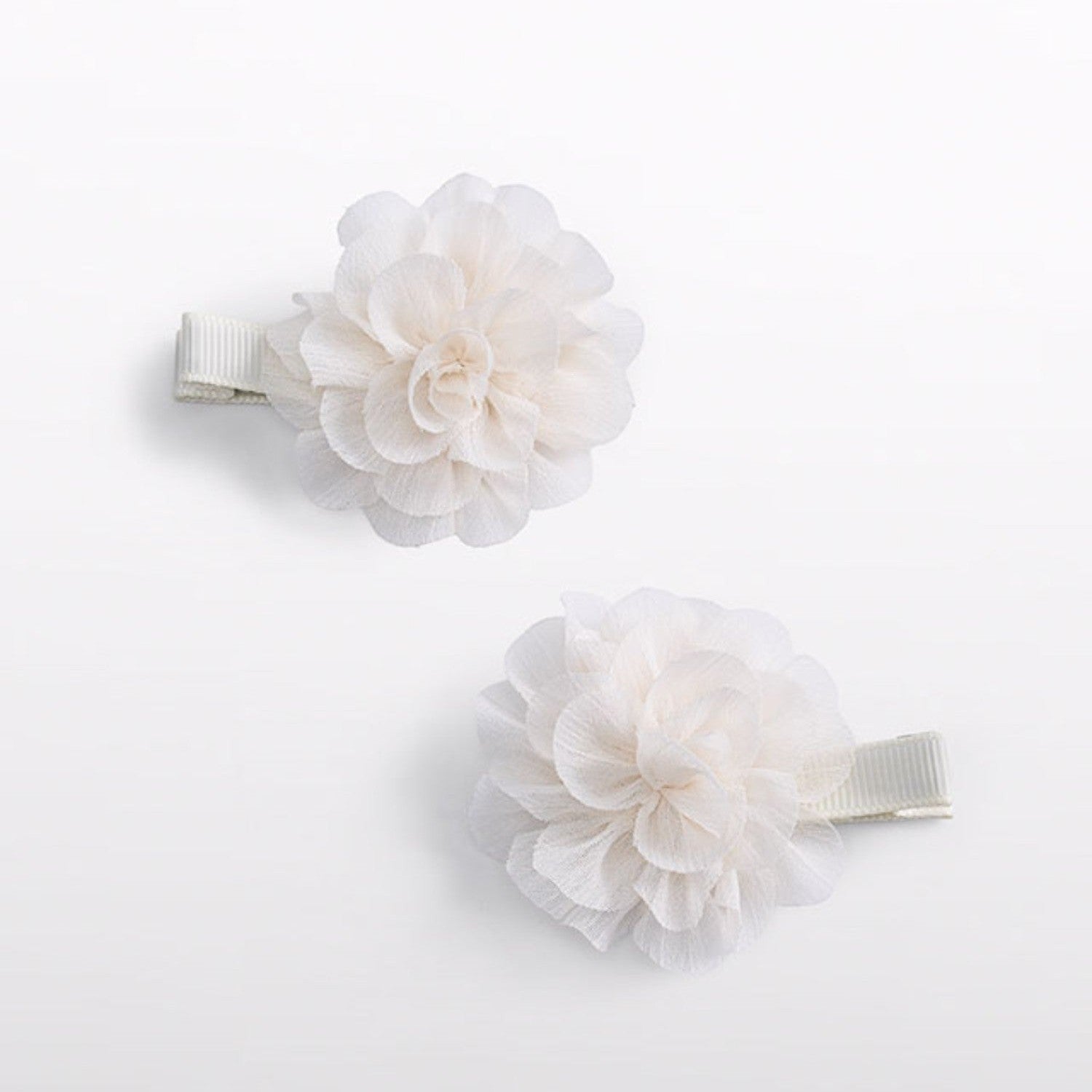 Set 2 fermagli fiori chiffon Bimba ECRU 5967/29 -  NANU' BABY