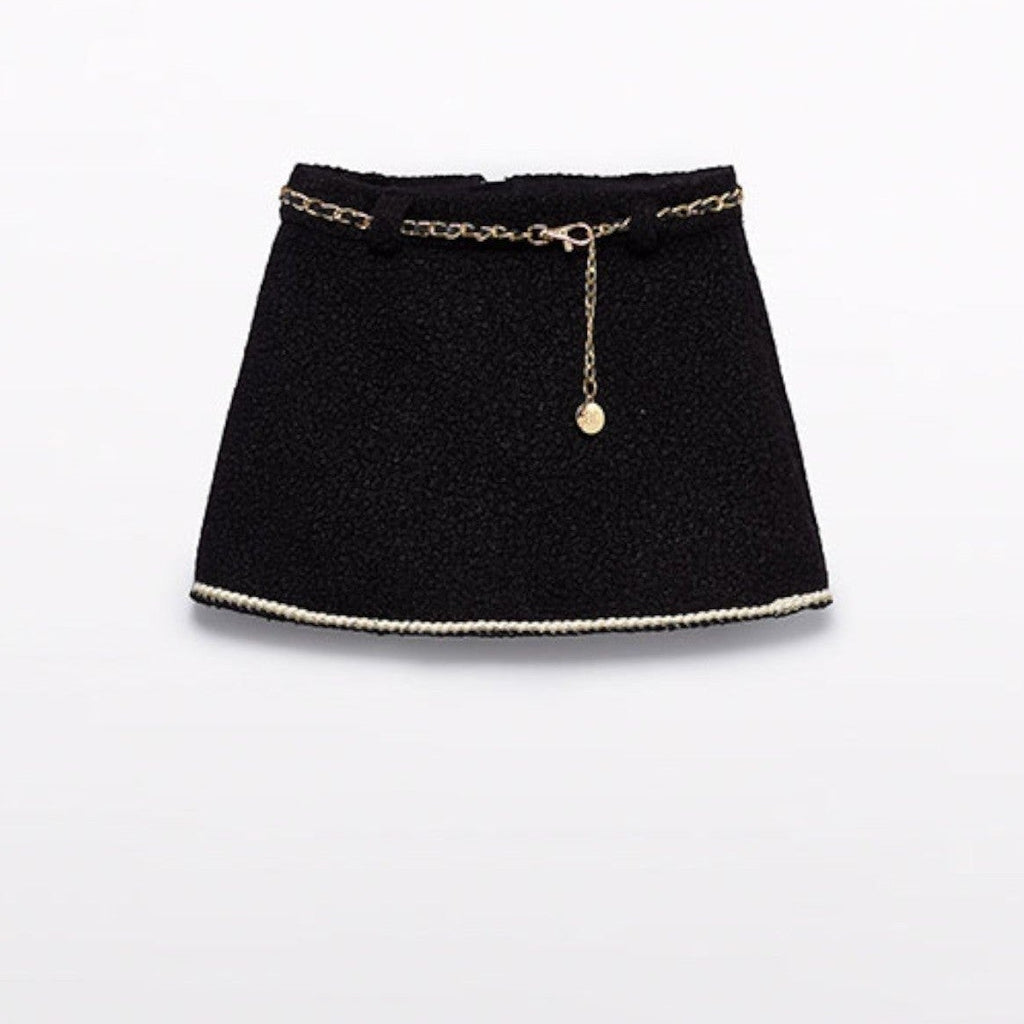 Gonna teddy con cintura Bimba Nero 5517/8 -  NANU' BABY