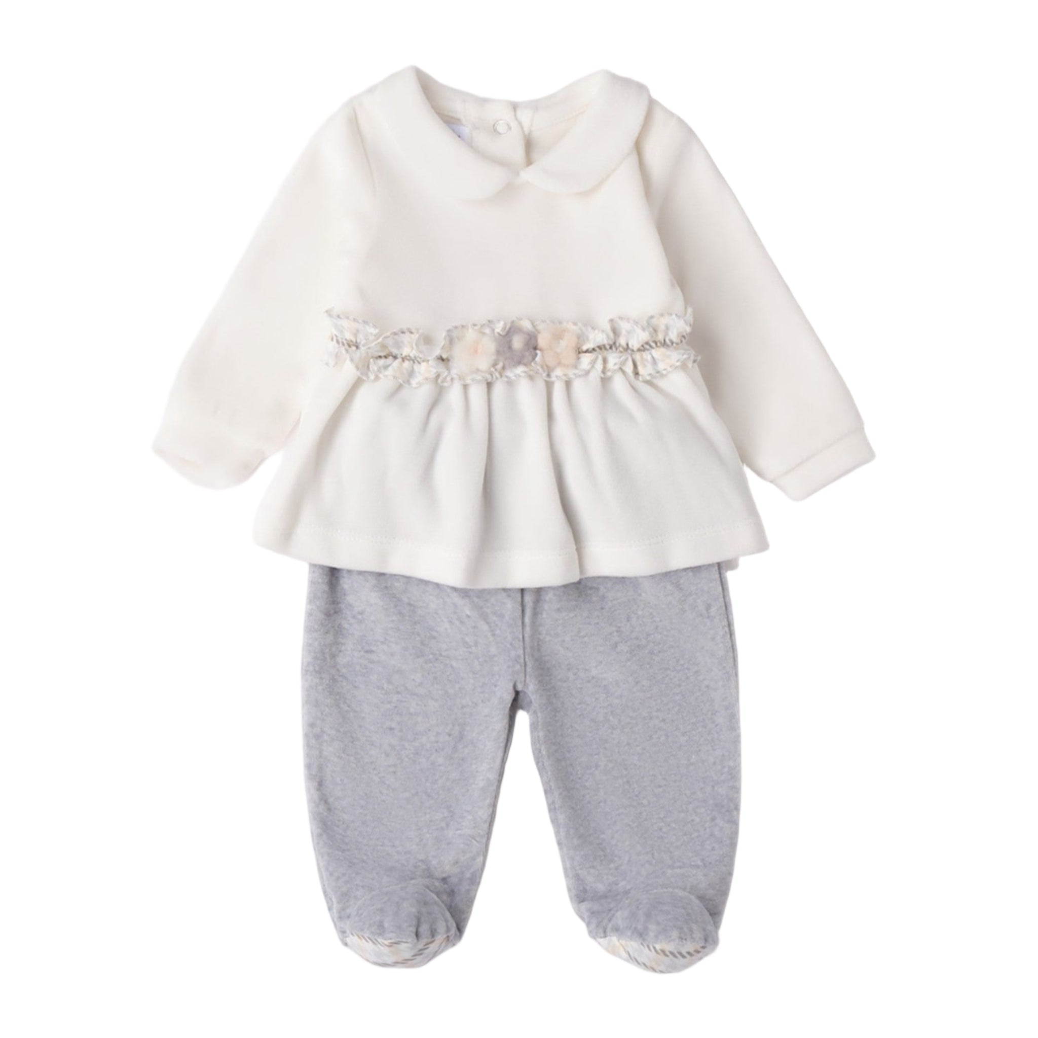 Tutina Due Pezzi Con Piede Neonata Bianco 3F762/112 -  NANU' BABY