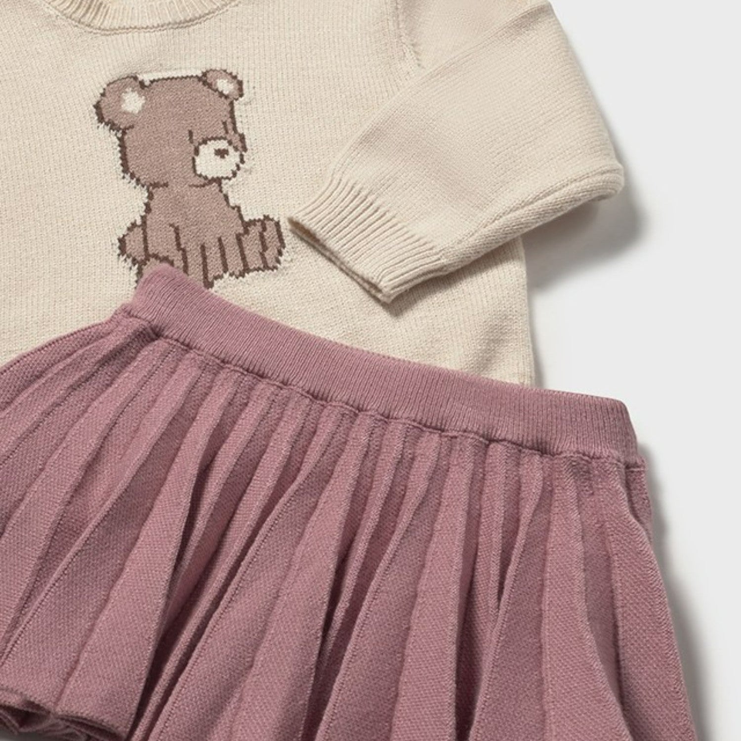 Pink girls' knitted skirt set 2925/16