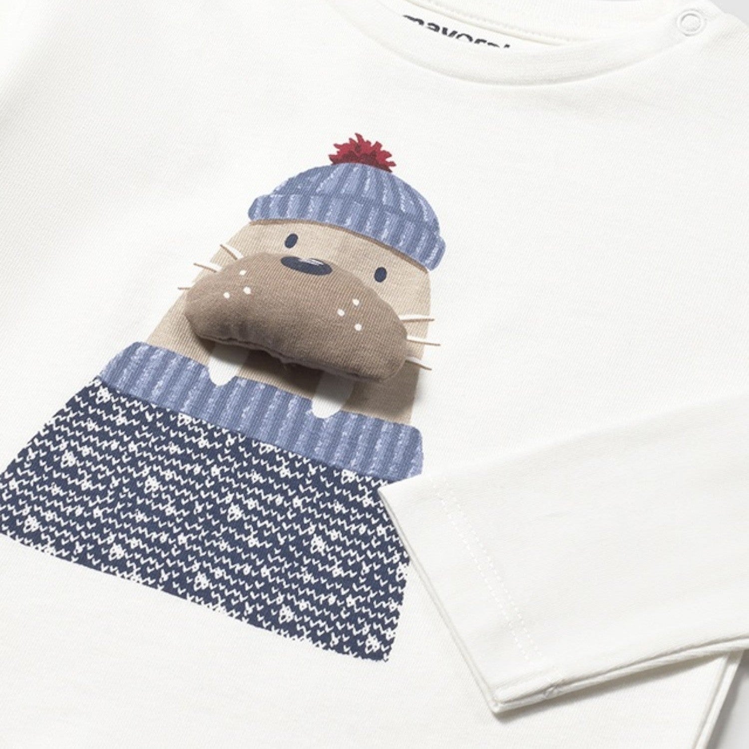 Camicia  m/l applic animale Bimbo PANNA 2070/65 -  NANU' BABY