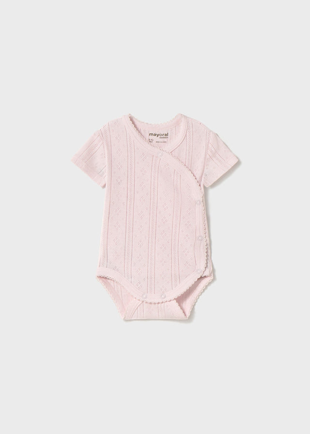 Baby Girl's Short Sleeve Perforated Bodysuit PINK 1746 /R