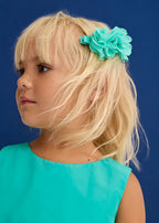 Turquoise Chiffon Flower Hair Clips 5470/50