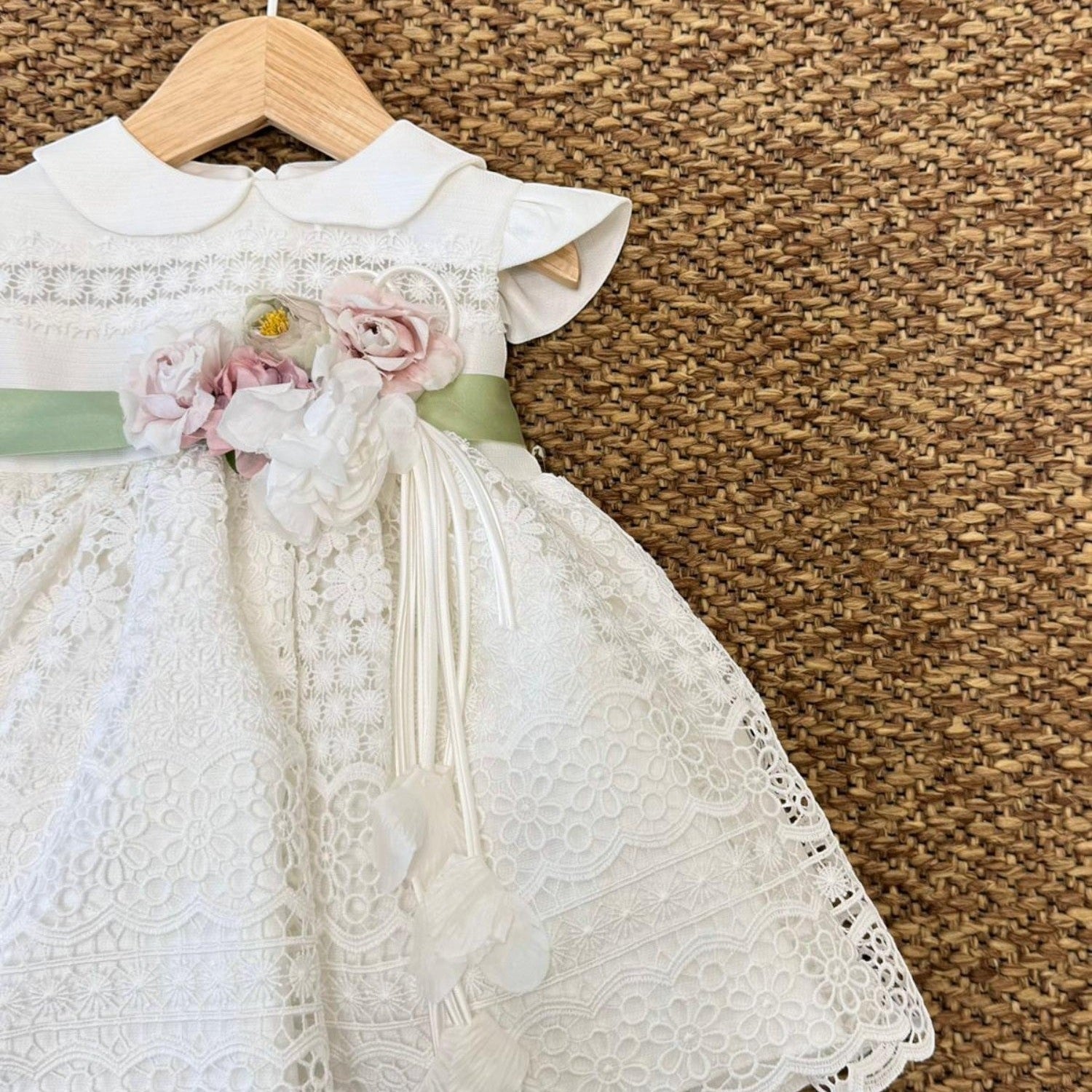 Abito Cerimonia Macramè Bimba VERDE FB080/V -  NANU' BABY