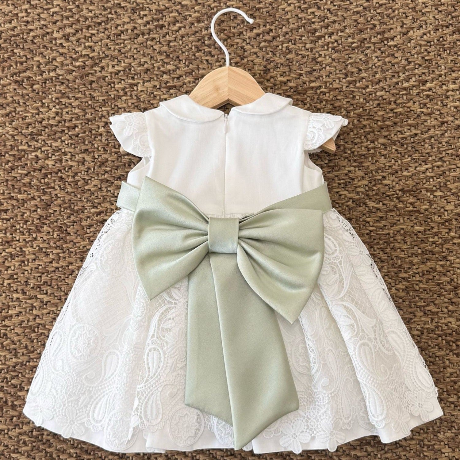 Abito Cerimonia Macramè Bimba BIANCO FB081 -  NANU' BABY