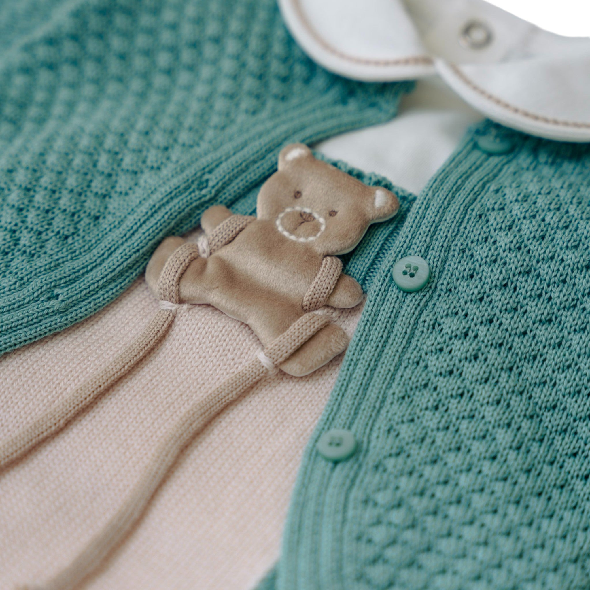 Completo Nascita Neonato Lana Vergine 100% Verde Mongolfiera IN5731/V